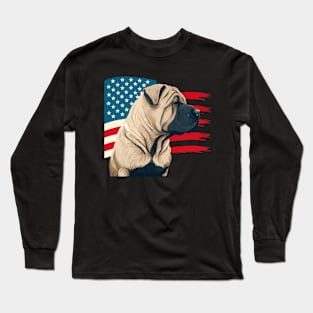 Patriotic Shar-Pei Proud Dog Long Sleeve T-Shirt